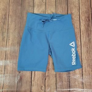 Reebok Womens Shorts Blue‎ S Biker Mid Rise Zippered Pocket Drawstring